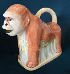 Italian Glazed Earthenware Gorilla Form Pitcher Andrea West Signed - Picture 1 of 7
