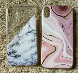 Lote de 2 Piezas de Funda para Teléfono iPhone XR Rosa Mármol Blanco Dorada Usada en Excelente Condición - Imagen 1 de 2