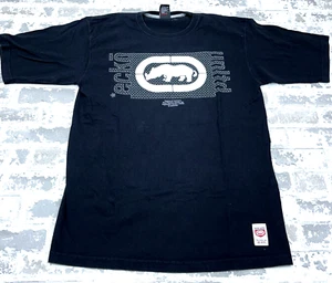 Vintage Ecko Unltd Shirt Men Medium Black White Tee Hip Hop Y2K Baggy Rhino * - Picture 1 of 10