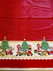 Vintage Raggedy Ann & Andy Christmas Border Daisy Kingdom #1758 43” Wide 2.6 Yds - Picture 1 of 9
