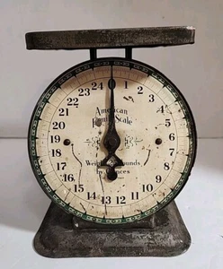 Vintage funktionierende amerikanische Familienwaage Armeegrün 25 Pfund Bauernhaus Küche Dekor wie abgebildet - Bild 1 von 10