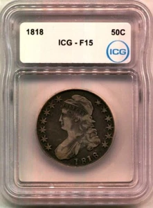 1818 Capped BUST Silver Half Dollar 50c ICG FINE15 - Picture 1 of 2