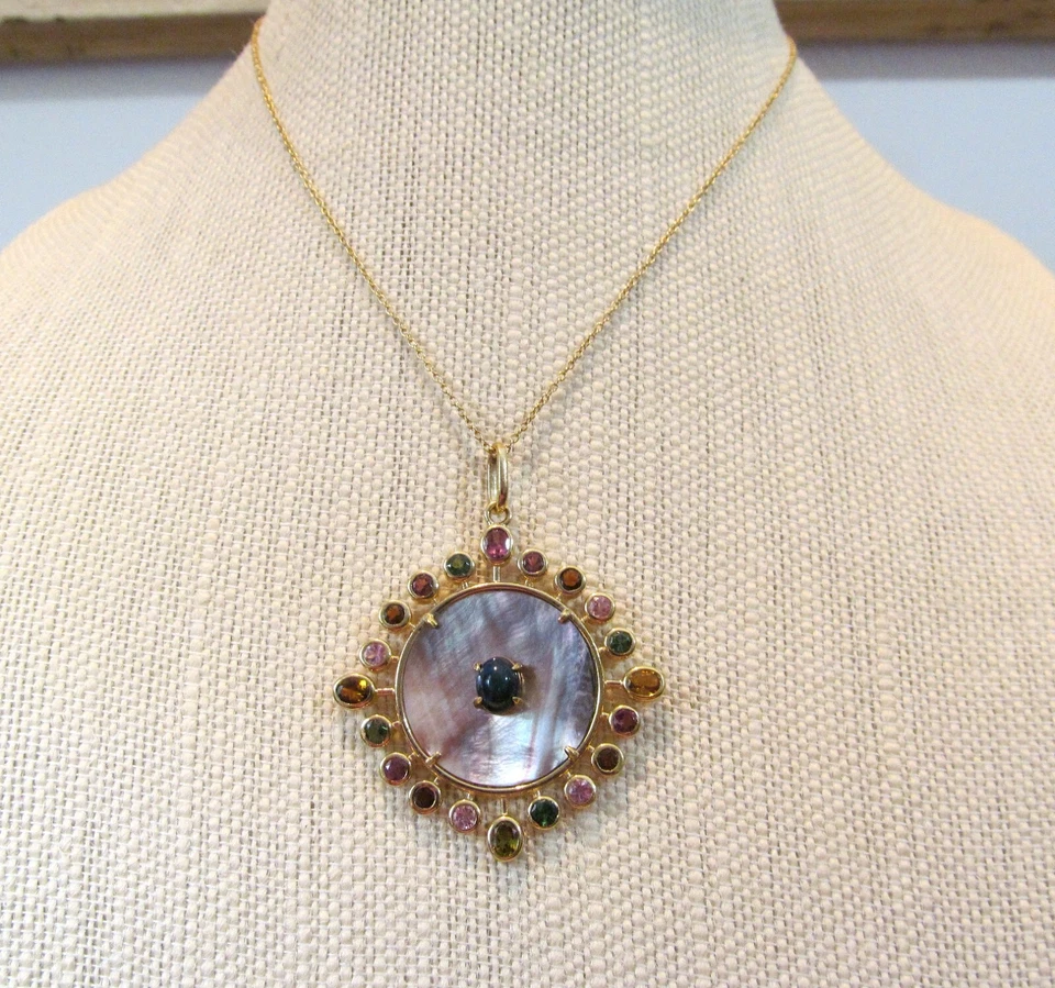 Rarities by Carol Brodie Mother of Pearl, Black Opal, Multi-Gem Necklace 16" 18" - Image 1 of 1