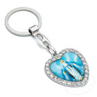 Porte-clés miraculeux Vierge Marie - pendentif en forme de cœur avec strass incrustés