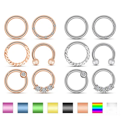Anillo de nariz de acero quirúrgico 6-12 piezas aro clicker tabique 16G herradura tragus anillos Foto 1 de 4