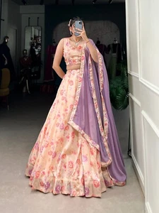 Indian Stitched Lehenga Ready made Lengha Choli Wedding Party Bridal Bollywood L - Picture 1 of 8