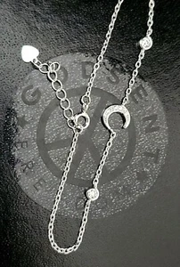 Mädchen 925 Sterling Silber kleines Mond Armband Halbmond CZ Charm FB-012 - Bild 1 von 10