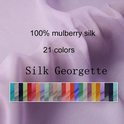45'' Wide Solid Silk Georgette Sheer Fabric Dress Scarves Material Silk Chiffon - Image 1 of 4