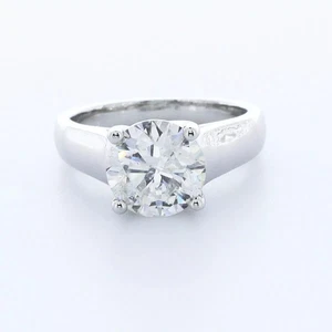 Platinum Solitaire Engagement Ring Trellis 3.56 CT Round Lab-Grown Diamond F SI2 - Picture 1 of 22