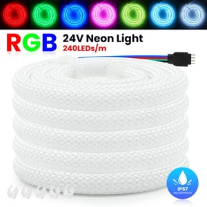 24V Rund Absehen RGB Neon LED Streifen 360° Flexband IP67 Technik Dekor - Bild 1 von 21