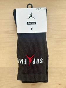 SUPREME ® JORDAN CREW CALCETINES 2x Par / NEGRO / UK 5-8 EU 36-42/ 💯% Agotado🔥 - Imagen 1 de 2