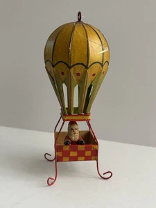 Dept 56 Santa In Metal Tin Hot Air Balloon Christmas Ornament 6.5” Vtg Style - Picture 1 of 12