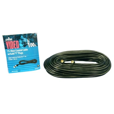 Cable de video coaxial Leviton negro 100' ENCHUFES DORADOS RG59 75-ohm tipo F C5851-CGO Foto 1 de 4