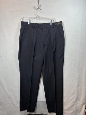 Linea Naturale Luxe Pants Mens 35x 31Black Wool Italian Pleat Front 100 Wool - Image 1 of 4