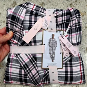NWT Victoria's Secret Plaid Flannel Pajama Set Pink Black Women XL - Picture 1 of 6