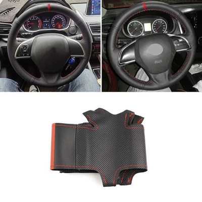 Cubierta de cuero del volante con tira roja para ASX L200 2015 2016 Mitsubishi Mirage Foto 1 de 4