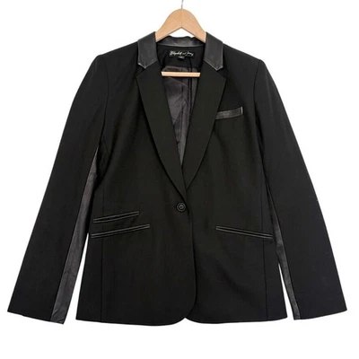 Blazer Elizabeth & James Negro Suave Cuero Cordero Talla 6 Corpcore Tailored Lux Foto 1 de 4