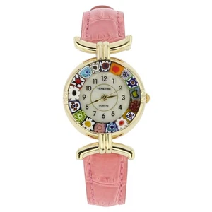 GlassOfVenice Murano Glass Millefiori Watch con correa de cuero - Rosa Multicolor - Imagen 1 de 6