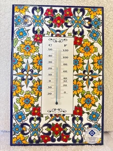TERMÓMETRO INTERIOR FLORAL PINTADO A MANO CERÁMICA ARTECER ARTESANIA SL ESPAÑA - Imagen 1 de 8