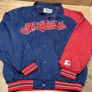 Vintage 1990s Cleveland Indians Starter Jacket Blue Lightweight Sz XL (1) - Picture 1 of 6
