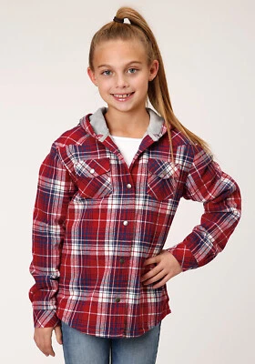 Roper Girls Kids Red/White 100% Cotton Thermal Lined Hooded Jacket - Image 1 of 4