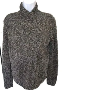 Lou & Grey Jacket Woman's Medium Zip Up Black Grey Stretchy Long Sleeve Sweater - Picture 1 of 10