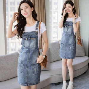 Para mujeres Denim Tirantes Faldas Mono Suelto Vestido Informal Solero Jeans Faldas - Imagen 1 de 12