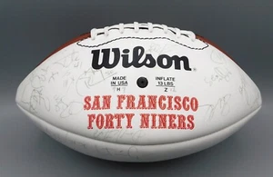 Fútbol americano firmado por el equipo de pelota del Super Bowl de los 49ers 1995 x40+ ~ Young Rice ~ JSA - Imagen 1 de 5