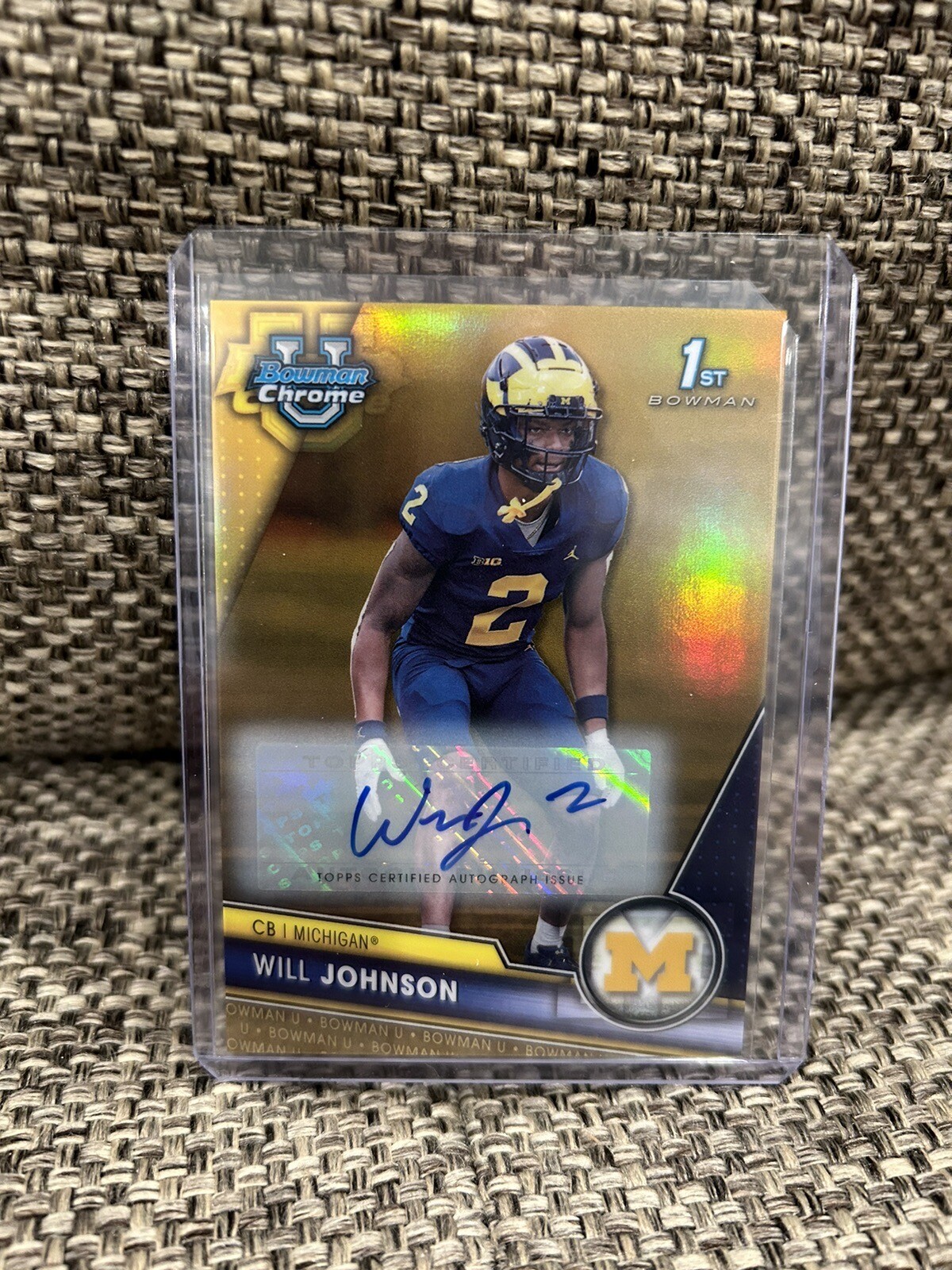 2023 Bowman Chrome University Will Johnson Gold Refractor Auto 1st Bowman 45/50