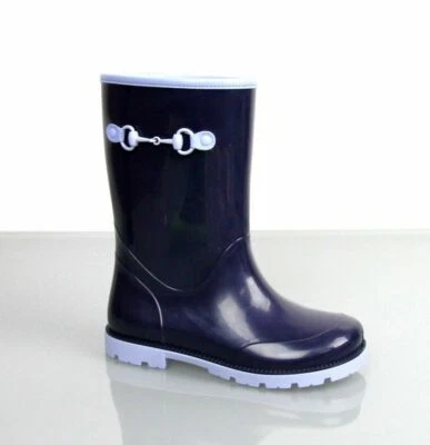 Gucci Niños Niños Azul Goma Bota de Lluvia con Horsebit 285288 4073 Foto 1 de 4
