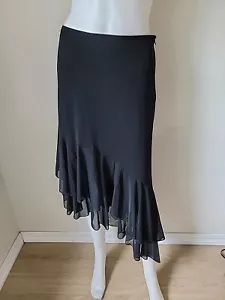 Tadashi Shoji Black Ruffle Asymmetrical Skirt Size Womens XS New $185 - Picture 1 of 12