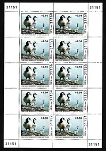 USA, YEAR 1990 MNH MAINE FULL SHEET MIGRATORY DUCK WATERFOWL HUNTING STAMPS - Picture 1 of 2