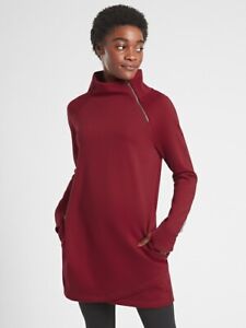 Athleta Petite Large Decadent Red Cozy Karma Asym Dress NEW! Soft!
