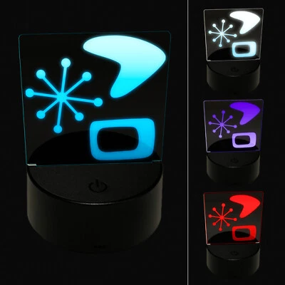 Retro Mid Century Modern Shapes 3D Illusion LED Night Light Sign Lamp - Image 1 of 4