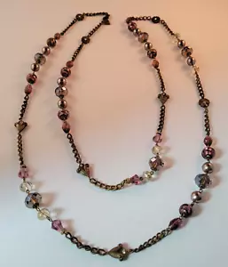 Collana di perline SR USA tono ottone antico 54" firmata vintage - Foto 1 di 5