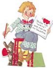 Vintage Valentines Card Rosy Cheek Sitting Girl You're the Write One for Me 