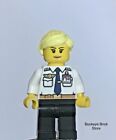 LEGO Female Girl Airline Pilot White Top with Wings & ID Badge Blond Hair 