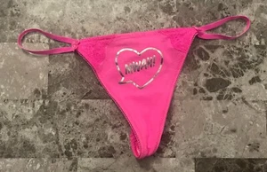 NWT VICTORIA'S SECRET PINK MEDIUM SILVER MWAH LACE VINTAGE RARE V STRING PANTIES - Picture 1 of 4
