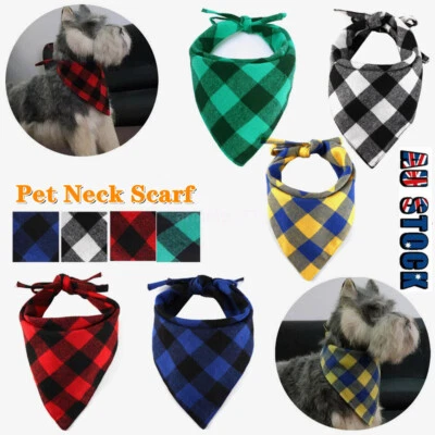 Plaid Pet Dog Collar Bandanas Adjustable Small Large Dogs Puppy Cat Neck Scarf - image 1 of 4