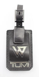 TUMI 'Westbrook' Black / Silver Leather Luggage Tag - Medium - Picture 1 of 2