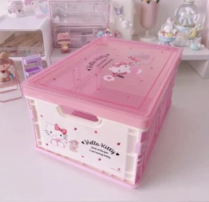 Hello Kitty Foldable Storage Jewelry Plastic Box Organizer w Cover Ships Fm USA - Picture 1 of 3