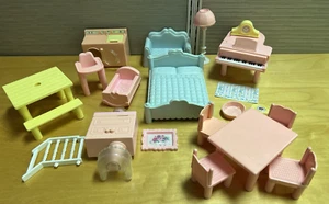 Gros lot vintage 1991 Playskool maison de poupée victorienne meubles accessoires LIRE - Photo 1/12