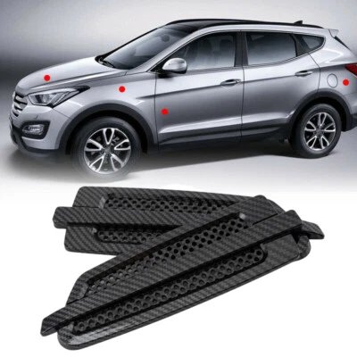 Par de pegatinas de admisión de guardabarros de flujo de aire de ventilación lateral para automóvil decoración universal de fibra de carbono Foto 1 de 4