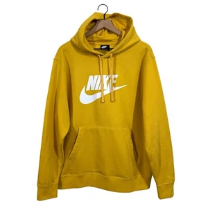 Nike Mens Club Fleece Logo Hoodie Pullover Sweatshirt Size L Spellout Athleisure - Picture 1 of 8