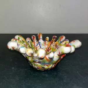 Unique Handmade Art Ceramic Pottery Bowl Drop Splash Dish Colourful 21 X 9cm - Picture 1 of 7