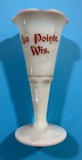 La Pointe Wisconsin WI White Glass Trumpet Vase Souvenir 