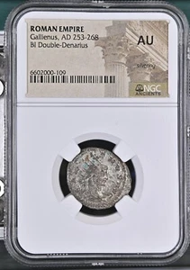 NGC AU Gallienus 253-268 AD, Roman Empire Caesar Rome Bi Double Denarius Coin - Picture 1 of 4