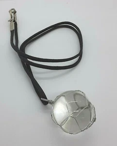 CLEAR QUARTZ CRYSTAL 24mm SPHERE GEMSTONE WIRE WRAPPED PENDANT 20" NECKLACE - Picture 1 of 4