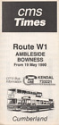 CUMBERLAND MOTOR SERVICES ROZKŁAD JAZDY AUTOBUSÓW - W1 - AMBLESIDE-BOWNESS - BAY 1990