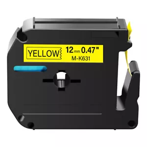 1PK Label Tape Compatible with Brother P-Touch M-K631 MK631 M631 Yellow 12mm - Picture 1 of 14